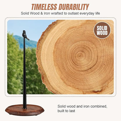 Wooden Paper Towel Holder countertop, Stylish Bird Shaped,Solid Wood Base&Iron Top, with Non-Slip Mat, Stable&Durable,Paper Towel Holder Farmhouse Style to Elevate Your Kitchen's Décor (Black) - Image 3