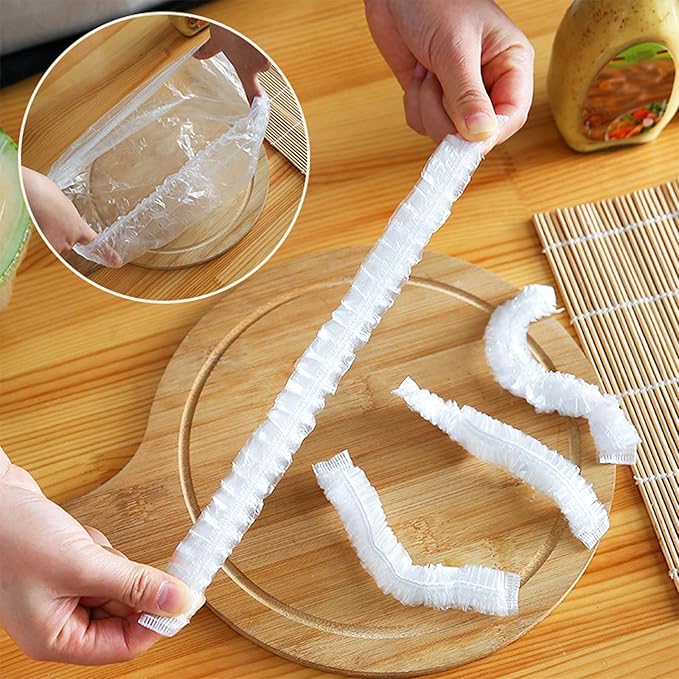 300PCS Elastic Food Covers Fresh Keeping Bags Disposable Stretchable Bowl Covers Universal Kitchen Wrap Seal Bags for Food Storage Bread Proofing and Outdoor Picnics, Adjustable Household Plastic Wrap - Image 2