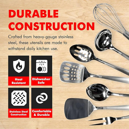Chef Craft - 8 Piece Stainless Steel Kitchen Utensils Set with Utensil Holder - Image 3