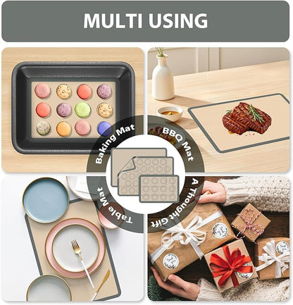 Macaron Silicone Baking Mats, 3 PCS Non Stick Macaroon Mat Silicone for Macarons, Cookie, Pastry, Gray - Image 6