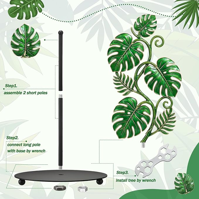 Thyle Tropical Monstera Paper Towel Holder with Round Base Boho Bathroom Decor Green Leaf Dispenser Kitchen Paper Holder Stand for Countertop Toilet Home Accessories