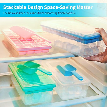 Silicone Ice Cube Tray with Leak-Proof Lid & Storage Bin for Freezer – BPA-Free 36-Piece Nugget Ice Molds, Spill-Resistant Cover & Ice Scoop Container Cover - Image 6
