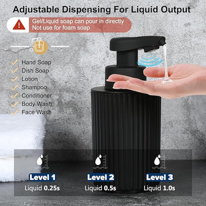 Automatic Soap Dispenser Liquid Touchless: 9oz Black Plastic - Rechargeable Electric Smart Auto Hand Soap Dispenser - Dish Bathroom Kitchen - Image 2