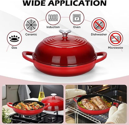 Bread Dutch Oven for Sourdough Baking (5.5 QT), Joyfair Enameled Cast Iron Dutch Oven Pot with Lid, Sourdough Bread Pan with Heavy Duty Dual Handles, Non-Stick & Even Heat, Oven-safe up to 500°F, Red - Image 5
