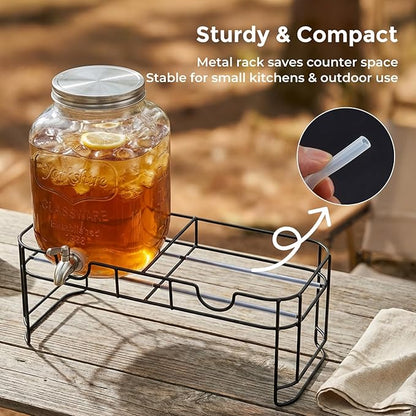 DD&HAPP 2 Gallon Glass Drinks For Parties With Stand.Stainless Steel Spigots & Metal Stand,Large Capacity Beverage Dispenser for Party,Infused Water,Iced Tea,Lemonade,Outdoor,Commercial Use. - Image 6