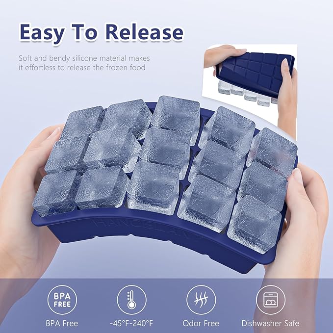 Silicone Ice Cube Tray 3 Pack, HANCELANT Ice Cube Mold, Ice Trays for Freezer with Lid for Whiskey, Baby Food, BPA Free, Easy Release - Image 4