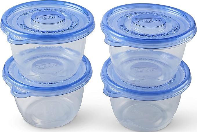Glad GladWare to Go Lunch Food Storage Containers with Lids, Medium Round No BPA Plastic with Built-in Dressing Cup for Salads and Lunches, Microwave Dishwasher Safe, 32 Oz, 4 Count - Image 6