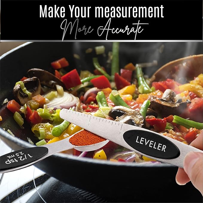 Nextop Stainless Steel Magnetic Measuring Spoons Set – 9 Pieces Dual-Sided Stackable Magnetic Teaspoons and Tablespoons for Dry & Liquid Ingredients – Kitchen Gadgets for Baking & Cooking – Black - Image 9