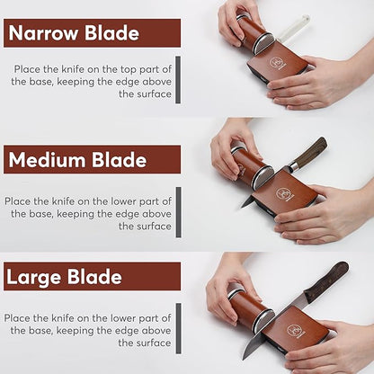 Rolling Knife Sharpener with Diamond and Ceramic Discs, Adjustable Kitchen Knife Sharpenier with 10°, 12°, 17° & 25° Magnetic Angles, Strong and Durable Knife Sharpener (Brown) - Image 4