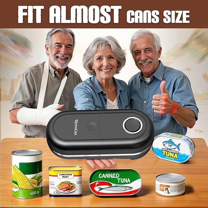 Electric Can Opener, One Touch Automatic Smooth Edge, Hands Free Side Cut Can Opener for Seniors, Battery Operated, Fits Most Cans, Safe & Easy to Use, Food Safe, Easy Clean Kitchen Gadget (Black) - Image 5