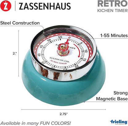 Zassenhaus Magnetic Retro 60 Minute Kitchen Timer, 2.75-Inch, Teal - Image 2