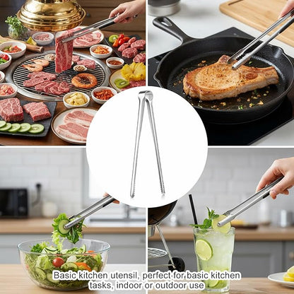6 Pack Small Kitchen Tongs Set - 7.5 Inch Stainless Steel Tongs with Non-Slip Tips, Multi-Purpose Cooking Tong for BBQ, Baking, Salad Serving, Food Handling - Easy Grip, Dishwasher Safe