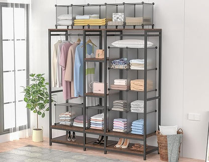 HOMIDEC Closet Organizers and Storage, 16 Cube Storage Organizer, Portable Closet Organizer Cubes Shelves for Clothes, Bedroom, Wardrobe, Kids Room, Bathroom, Grey - Image 7