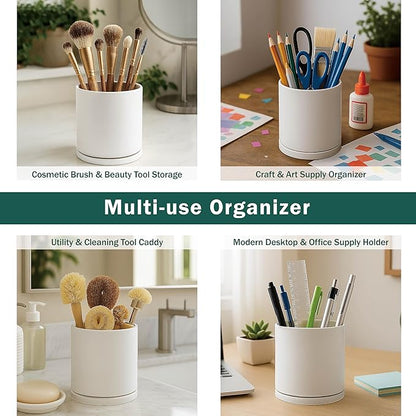 D'vine Dev 360° Rotating Utensil Holder – 7.2" Kitchen Utensil Crock for Countertop, Modern Cooking Tool Organizer for Kitchen Storage & Décor, Oatmeal, 72-X-D-2