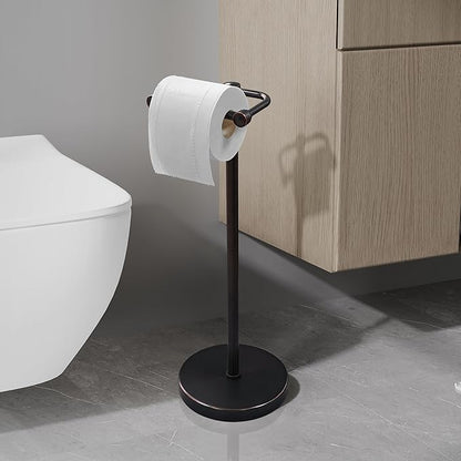 RARXTR Toilet Paper Holder Stand, Post Pivoting Design Free Standing Toilet Paper Holder, SUS304 Stainless Steel Toilet Paper Roll Holder, Heavy Stable Base (Oil Rubbed Bronze)