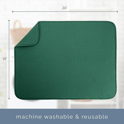 S&T INC. Dish Drying Mat XL, 18” x 24”, Absorbent Microfiber Kitchen Counter Mat, Drying Pad for Dishes, Utensils, Pots and Pans, Extra Large, Diamond Texture, Emerald Green - Image 7