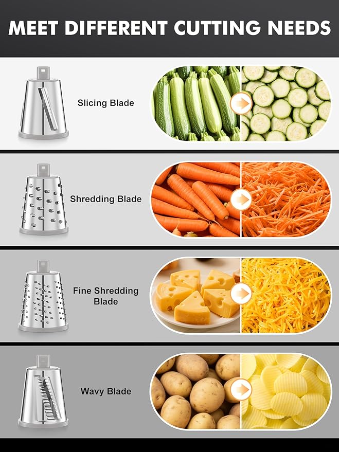 GDL Rotary Cheese Grater Hand Crank - Upgraded Cheese Shredder with 4 Interchangeable Blades, Rotary Grater with Non-slip Suction Base, Easy to Clean Kitchen Grater Slicer Grinder for Vegetable Nuts - Image 6