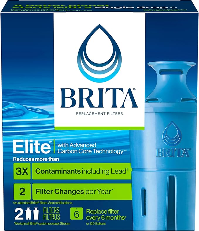 Brita Filter Replacements for Water Pitchers and Dispensers, Elite, NSF Certified to Remove 99% of Lead, 2 Count, Blue - Image 11