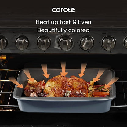 CAROTE 7-Piece Nonstick Stackable Baking Pans Set - Bakeware Sets Including Cookie Sheets for Baking, Muffin Pan, Bread Pan, Cake pan, Loaf Pan, Roasting Pan, Gray & Blue - Image 5