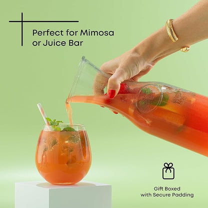 JoyJolt Glass Carafe with Lid, Set of 3 – 1 Liter Glass Pitcher for Mimosa Bar, Water, Iced Tea, Juice, Wine, Lemonade, Milk – Dishwasher Safe Beverage Drink Dispensers for Brunch, Parties - Image 4