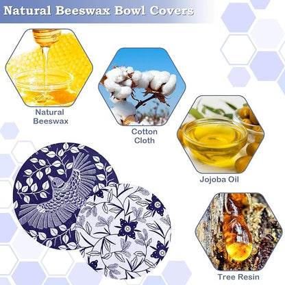 2 Large Reusable Beeswax Bowl Covers for Bread Proofing, 10/12 Inch Elastic Beeswax Wraps Cotton Cloth Sourdough Bowl Covers for Proofing Baskets, Mixer Bowls, Food Storage Containers