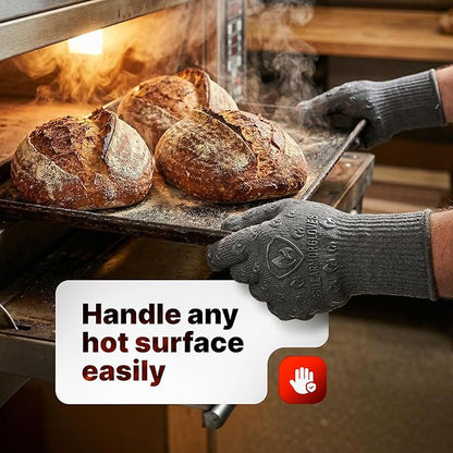 Oven Gloves with Fingers - 932°F Extreme Heat Proof and Cut Resistant Mitts for Kitchen, BBQ, Grill, Baking, Fire Pit - EN407 Certified with Non-Slip Silicone Grip and Cotton Lined for Comfort - Image 7