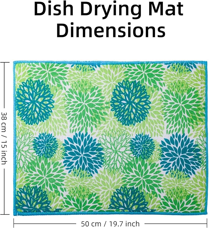 Dish Drying Mat by JM.JEEMI, Dish Drying Mats for Kitchen Counter, Kitchen Drying Mat Dish Mat - Microfiber, Green, 15 by 19.7 Inch - Image 6