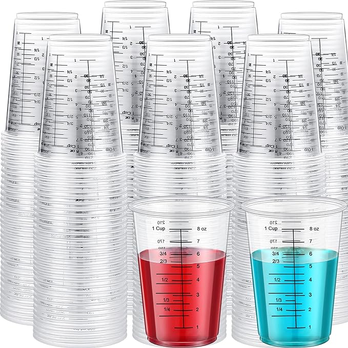 Yunsailing 500 Pack Disposable Measuring Cups for Resin 8 oz Clear Plastic Epoxy Reusable Liquid Mixing Cups for Cooking and Baking Supplies by Yunsailing