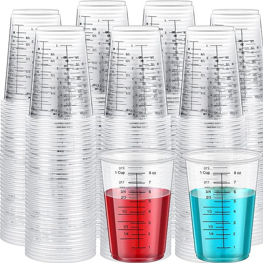 Yunsailing 300 Pack Disposable Measuring Cups for Resin 8 oz Clear Plastic Epoxy Reusable Liquid Mixing Cups for Cooking and Baking Supplies by Yunsailing