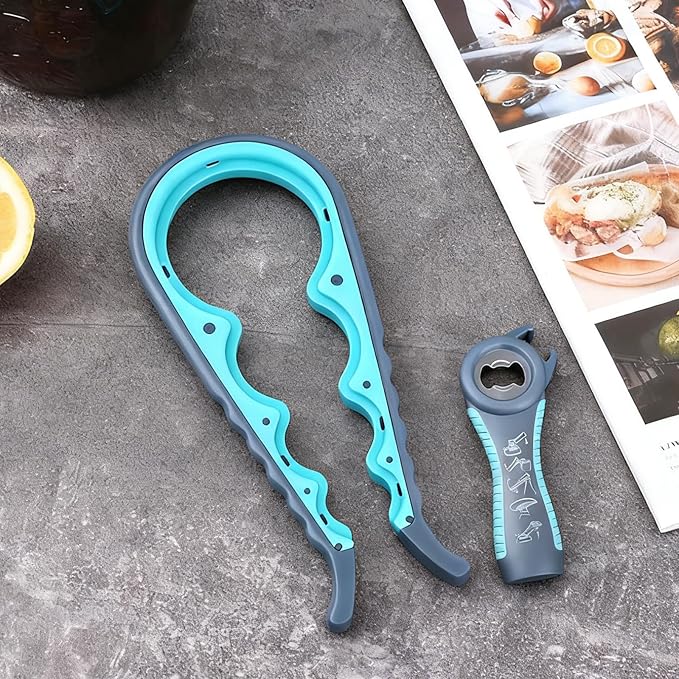 Jar Opener for Seniors with Arthritis,Jar Opener for Weak Hands,5-in-1 Bottle Opener,4-in-1 Can Opener (A-Blue) - Image 7