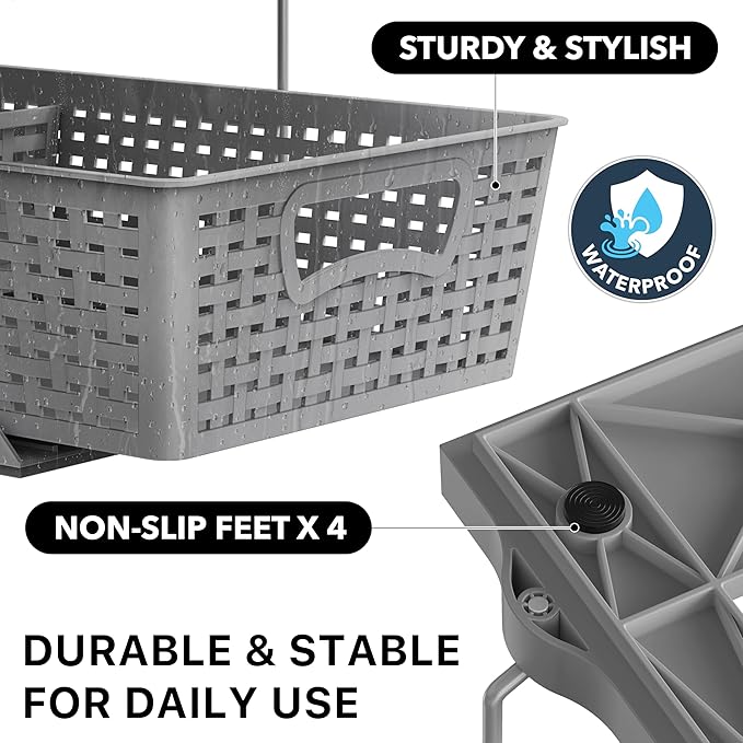 Simple Houseware 2 Tier Bathroom Organizer Tray Pull-Out Sliding Drawer, Under Sink Storage, Gray - Image 5