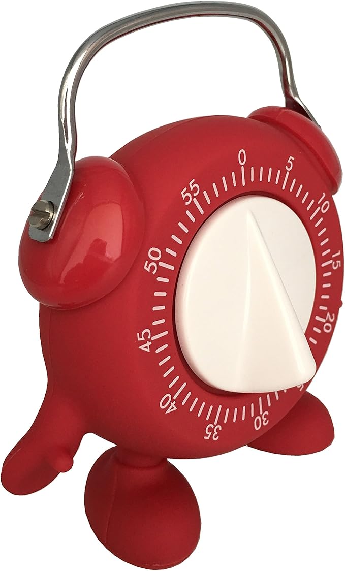 Kitchen Timer, 60 Minutes Countdown Cooking Teaching Egg Potty Training Wind Up Cute Timeout Timer No Battery （Red）