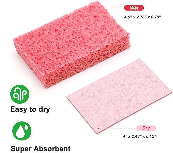 ARCLIBER Kitchen Sponge,Heavy Duty Color Cellulose Sponge,Clean Tough Messes Without Scratching (12 Pack) - Image 3