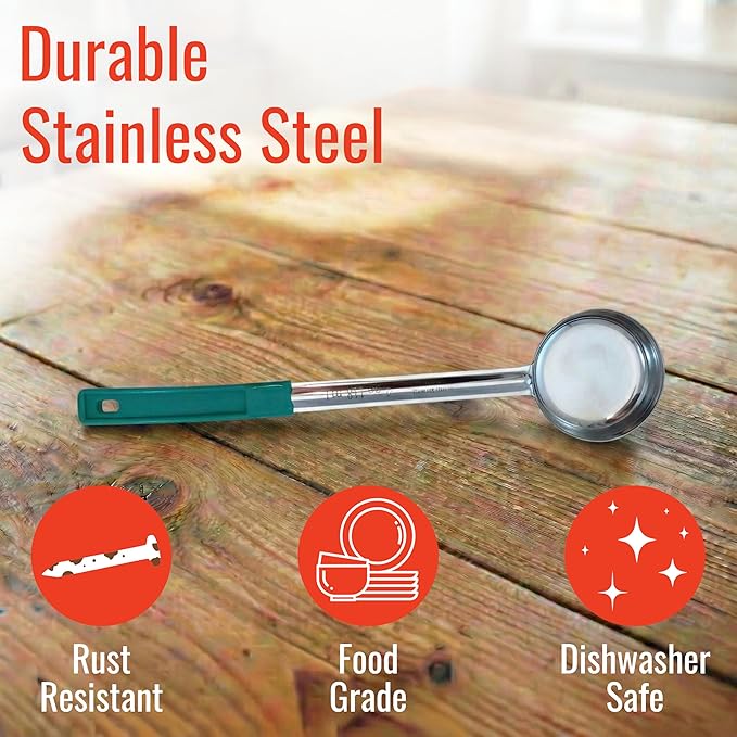4 Ounce Solid Stainless Steel Portion Control Ladle Spoon for Measuring and Serving; Commercial Grade Serving Scoops [Pack of 12] - Image 4