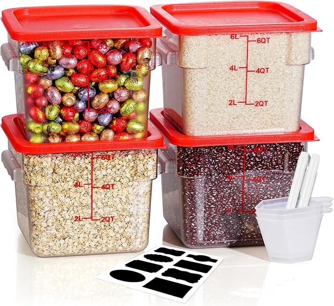 6QT Clear Food Storage Containers: 8 PCS[Food Grade][Hot&Cold Resistant] NSF Food Storage Containers with Lids for Home Restaurant Kitchen Storage Pizza Proof Dough, BPA Free (N5) by SVKLHY