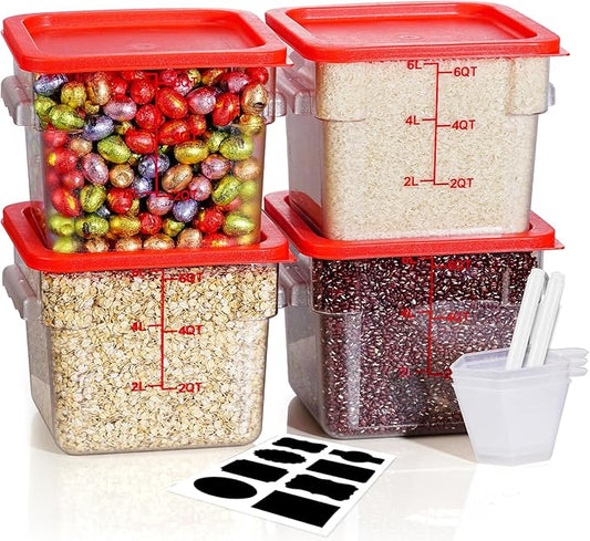 6QT Clear Food Storage Containers: 8 PCS[Food Grade][Hot&Cold Resistant] NSF Food Storage Containers with Lids for Home Restaurant Kitchen Storage Pizza Proof Dough, BPA Free (N5) by SVKLHY