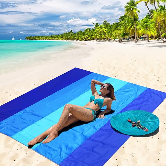 WIWIGO Beach Blanket Waterproof Sandproof Beach Mat 79" X 83"/10'x9'for 2-8 Adults Quick Drying Outdoor Picnic Mat Beach Accessories for Travel, Camping, Hiking - Image 5