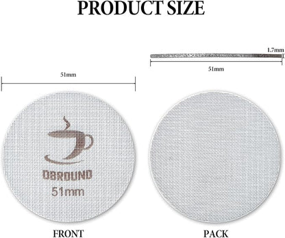 Puck Screen 51mm - 2 Packs Reusable Espresso Puck Screen with Wooden Stand, 316 Stainless Steel Puck Screen for Espresso Portafilter, Professional Tool for Espresso Portafilter Filter Basket