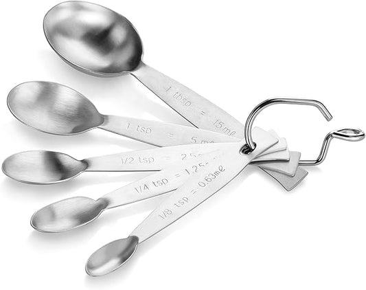 New Star Foodservice 43129 18/8 Stainless Steel Measuring Spoons (Set of 5), Silver by NewStarFoodservice