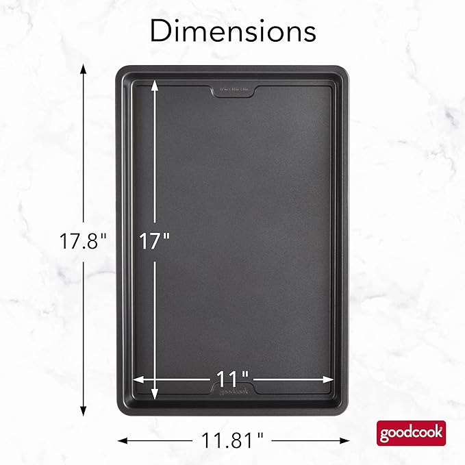 GoodCook PRO Large Baking Sheet Pan Nonstick Warp & Scratch-Resistant Dishwasher-Safe Carbon Steel Construction for Even Baking Oven Safe to 480°F, 11 x 17-Inch, Gray - Image 2