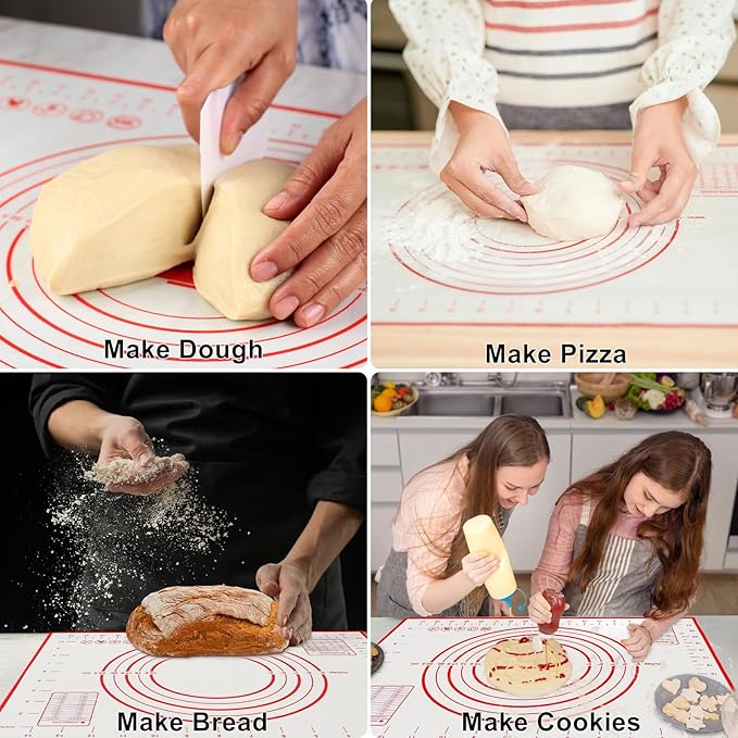 Extra Large 31.5" x 24" Silicone Baking Mat | Non-Slip Pastry & Dough Mat with Dough Scraper | Perfect for Rolling Out Dough, Pie Crusts, Fondant | Oven-Safe Silicone Liner(31.5''L X 24''W) - Image 6