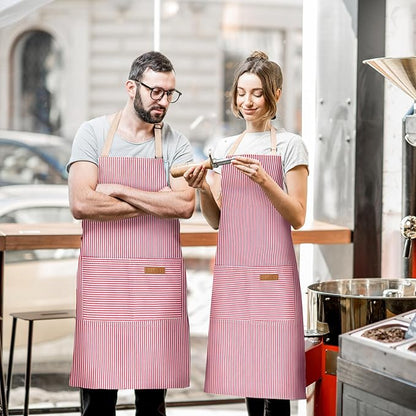 BeLuyi 2 Pack Adjustable Bib Apron with 2 Pockets Chef Cooking Kitchen Restaurant Aprons for Women Men - Image 5