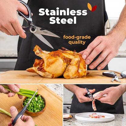 Kitchen Shears by Gidli - Liftime Replacement Warranty* - Includes Seafood Scissors As a Bonus - Heavy Duty Utility Stainless Steel All Purpose Ultra Sharp Scissors for Food/Cooking - Image 3