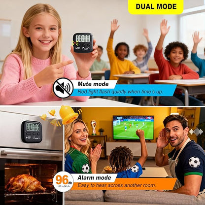 Antonki 2 Pack Digital Timer for Kids, Magnetic Countdown Kitchen Timers for Cooking, Egg, Classroom, Teacher, Exercise, Study, Oven - Battery Included - Image 6