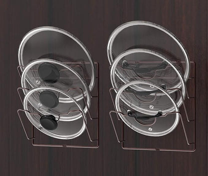 Simple Houseware Cabinet Door/Wall Mount Pot Lid Organizer Rack, Bronze - 2 Pack