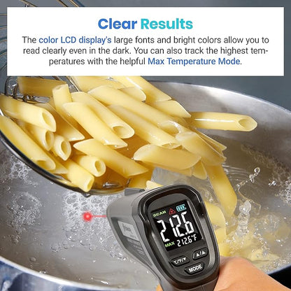 Etekcity Temperature Gun Infrared Thermometer -58°F 1130°F, Digital Laser Heat Gun with Adjustable Emissivity & Max Measure for Pizza Ovens, Griddles, Meat, Refrigerators, Engine, HVAC, Kitchen & Pool - Image 5