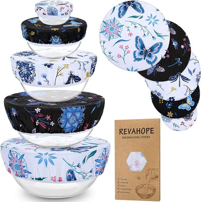5-Size Reusable Beeswax Bowl Covers for Bread Proofing, Cotton Cloth Flexible Beeswax Wraps for Food Storage(Butterfly) by Revahope