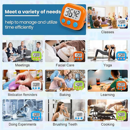 12 Pack Multi-Function Digital Timers, Magnetic Large LCD Display Loud Alarm Countdown Timers, Extensively Use in Classroom, Break Time, Gym, Meeting, Cooking - Image 3