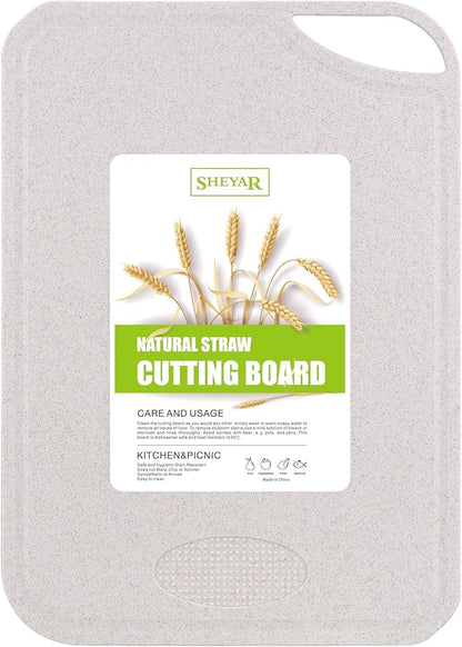 Cutting Board for Kitchen,Wheat Straw Fiber Cutting Board, Dish Washer Safe, w/Juice Grooves for Meat, Veggies,Easy Grip Handle, Non-slip Surface,Eco-friendly,Serveware Accessories(15.3‘x10.6‘）