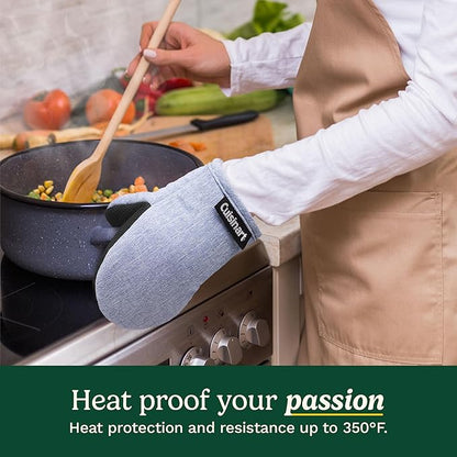 Cuisinart Mini Oven Mitts – 5.5” x 7” Heat-Resistant Kitchen Mitts for Oven with Non-Slip Neoprene Palm, Cotton Filling, and Fabric Loop – Durable Oven Mitt Set for Cooking & Baking (Chambray) - Image 3